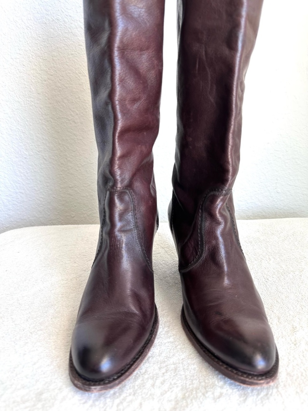 Frye Mustang Stitch Tall Boots Brown Women’s 9.5 Riding Western Knee High - Picture 4 of 12